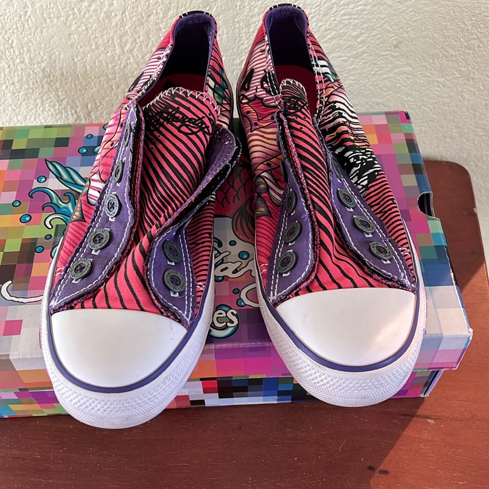 Ed Hardy low rise multicolor pink size 8